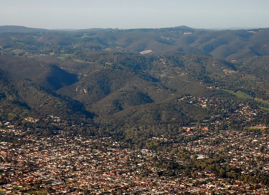 Adelaide Hills and foothills green landscape