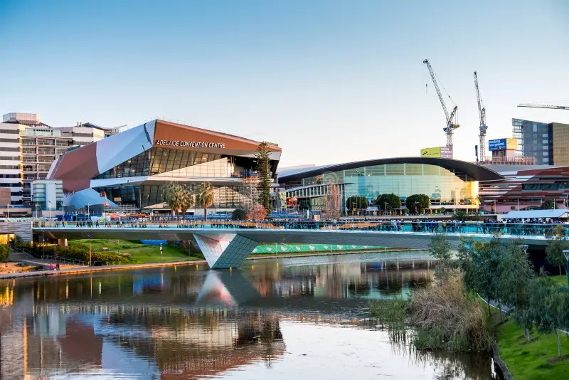 Adelaide city skyline and Torrens